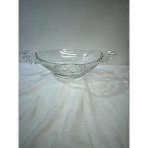 Fostoria Baroque‎ Style Corsage Etched 11"'handled Elegant MCM Glass Bowl